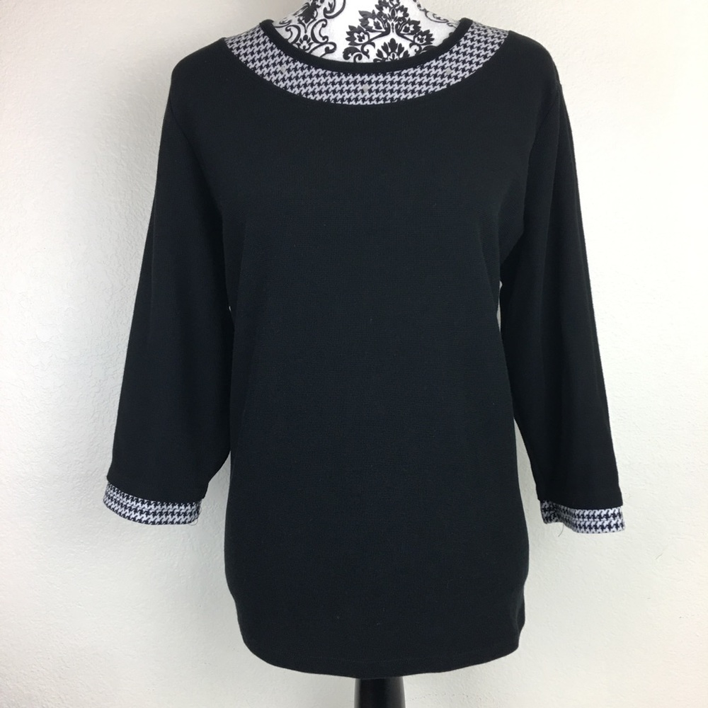 Dillard’s Waffled Herringbone and Black Sweater